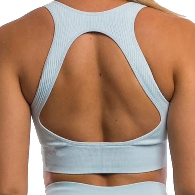Seamless Backless Sports Bra – Padded Yoga Top