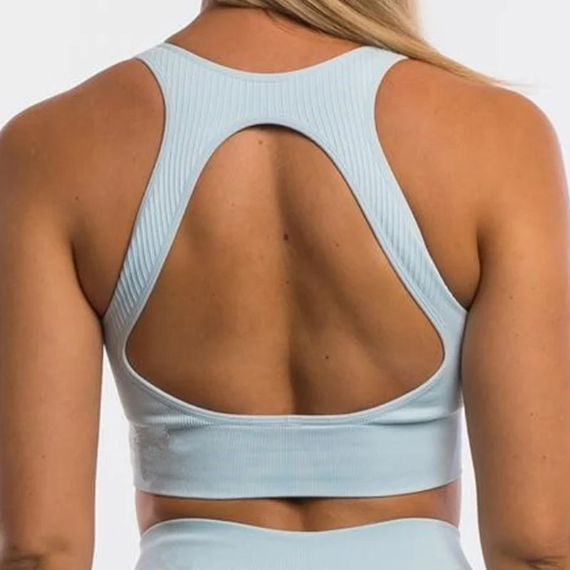 Seamless Backless Sports Bra – Padded Yoga Top