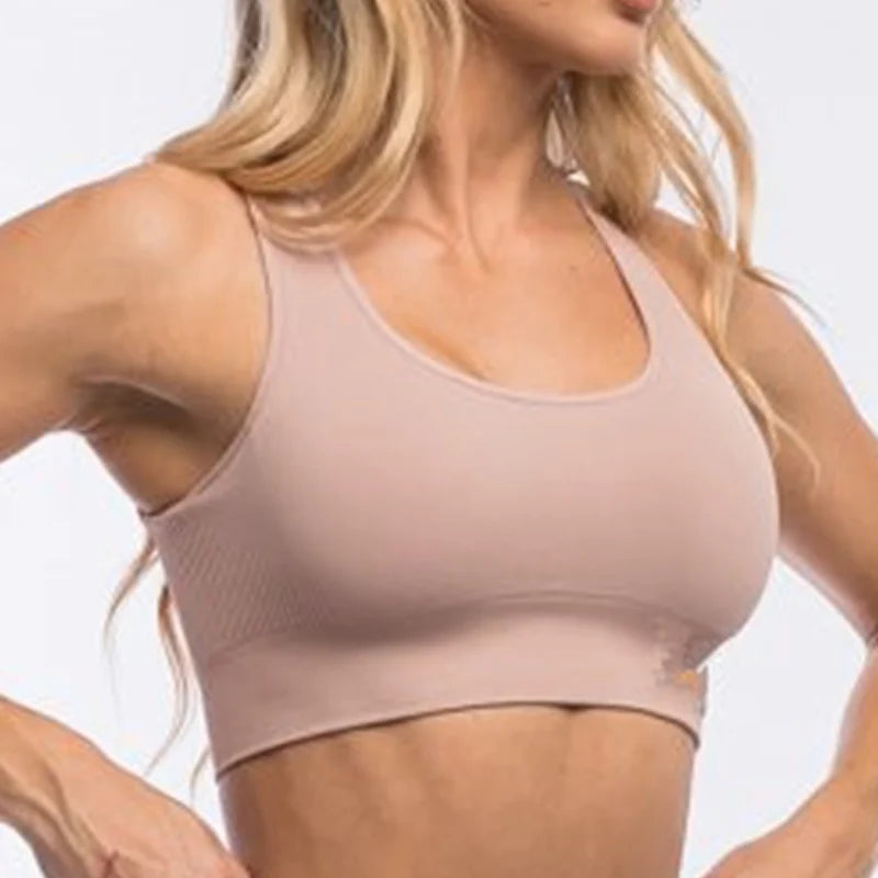 Seamless Backless Sports Bra – Padded Yoga Top