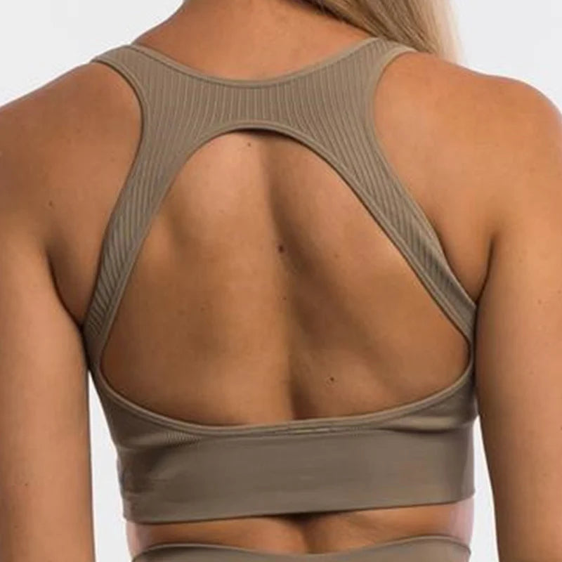 Seamless Backless Sports Bra – Padded Yoga Top