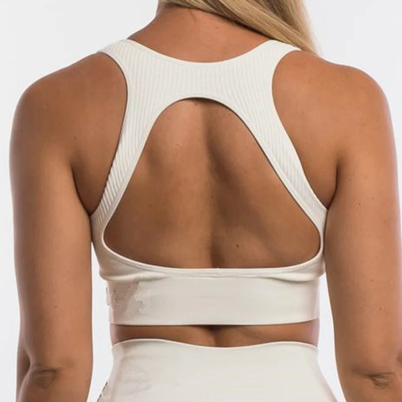 Seamless Backless Sports Bra – Padded Yoga Top