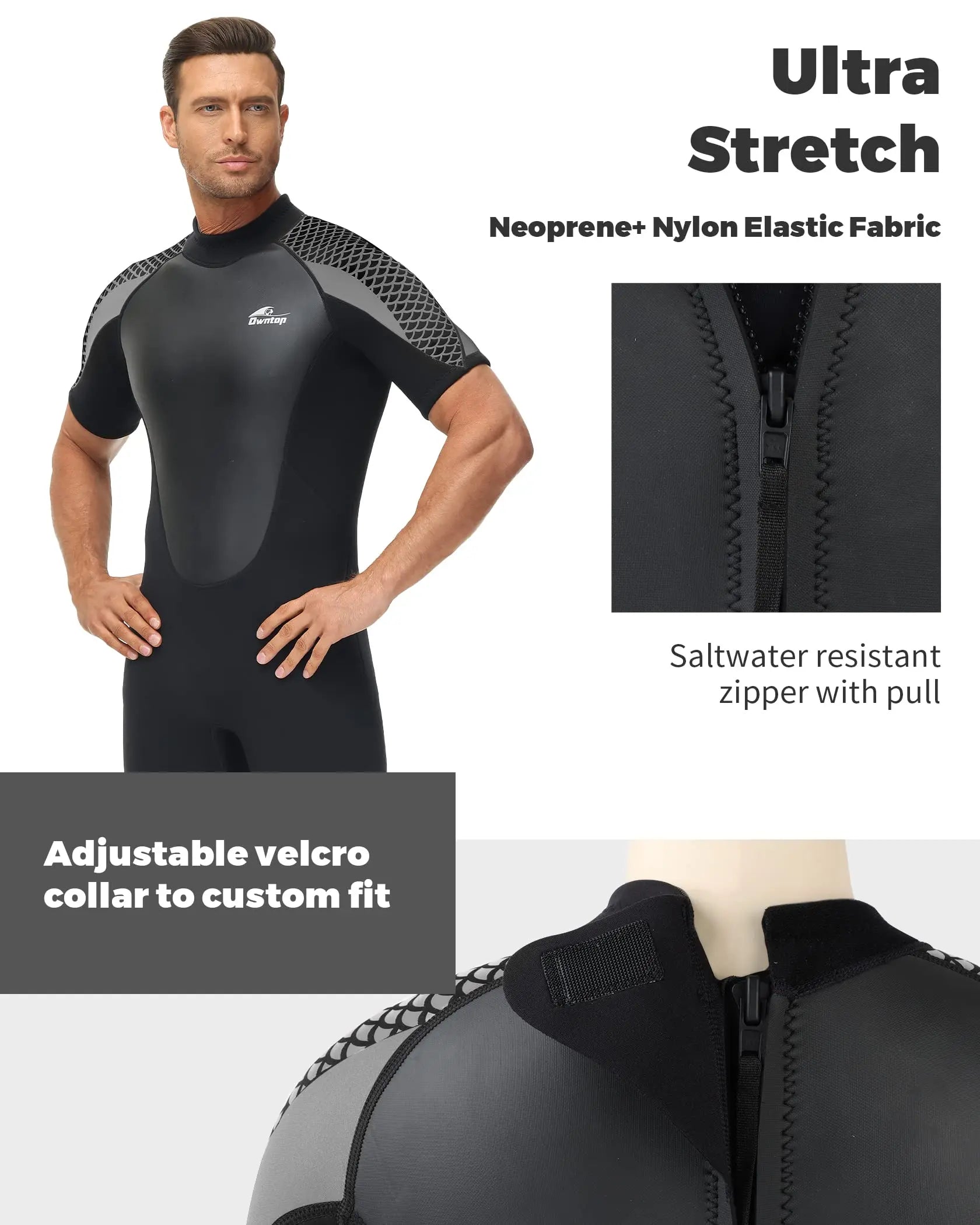 Men's 3mm Neoprene Shorty Wetsuit for Water Sports