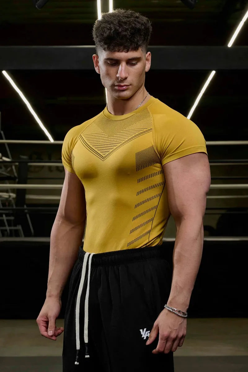 Men's Quick Dry Running T-Shirt - Spandex Fitness Gym Top