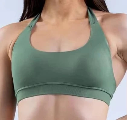 Seamless Halter Sports Bra – Open Back Yoga Top