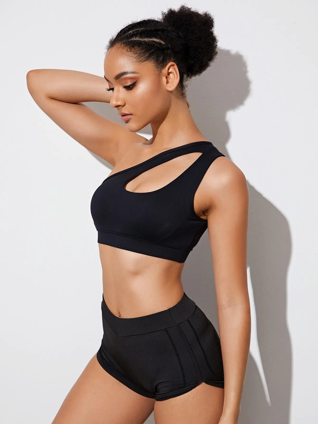 One Shoulder Push Up Yoga Bra
