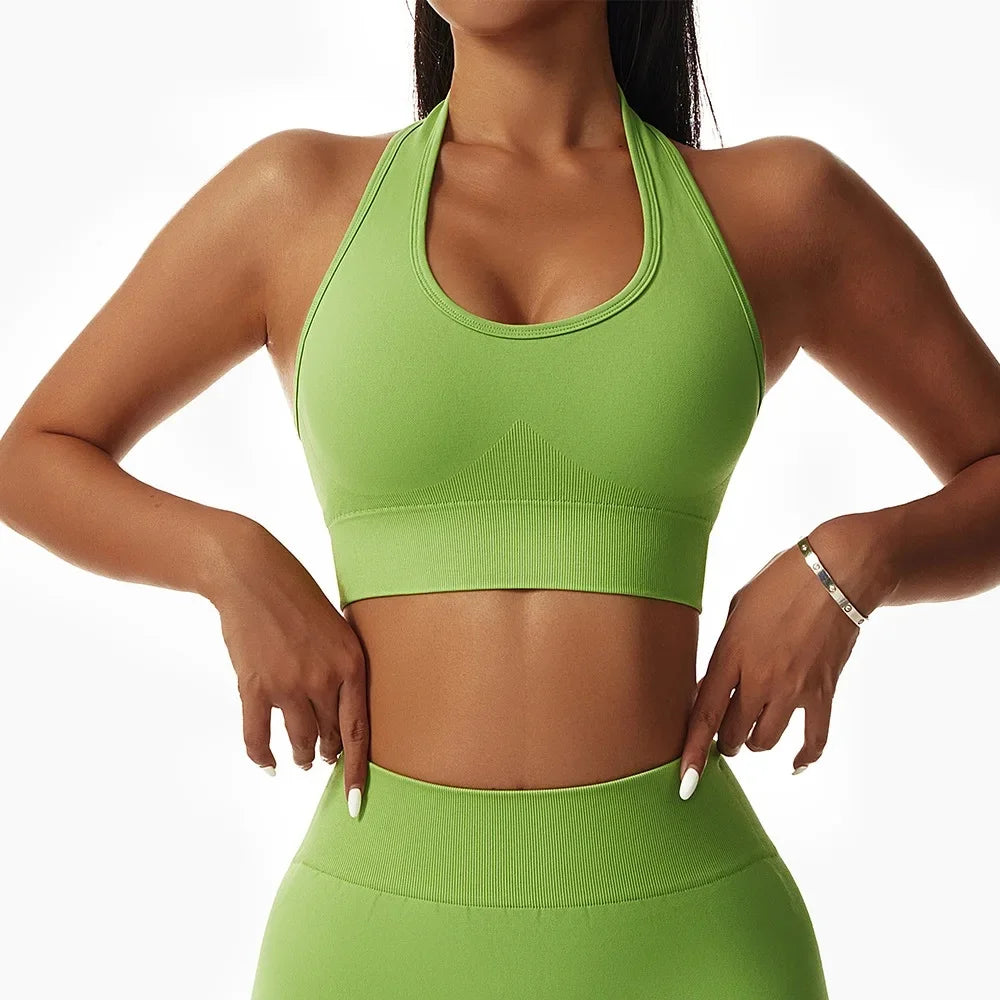 Halter Sports Bra and Shorts Set