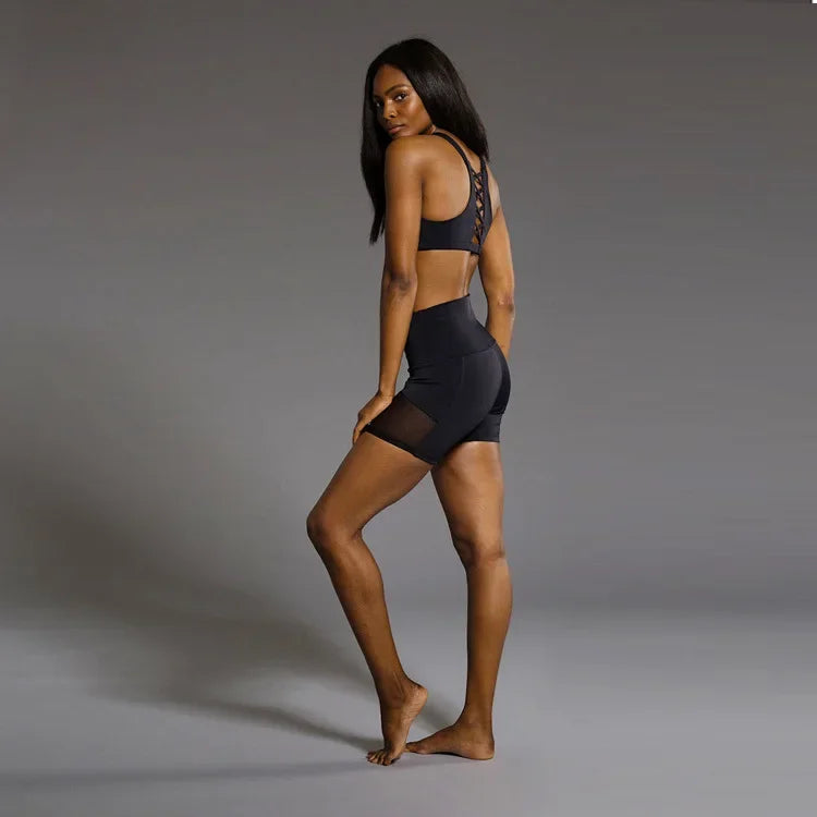 Wide Waist Mesh Spliced Running Shorts