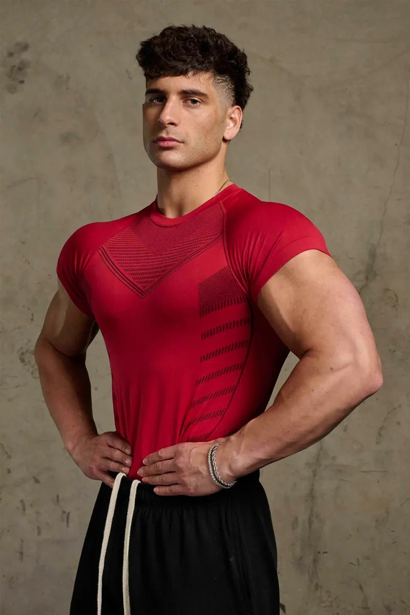 Men's Quick Dry Running T-Shirt - Spandex Fitness Gym Top