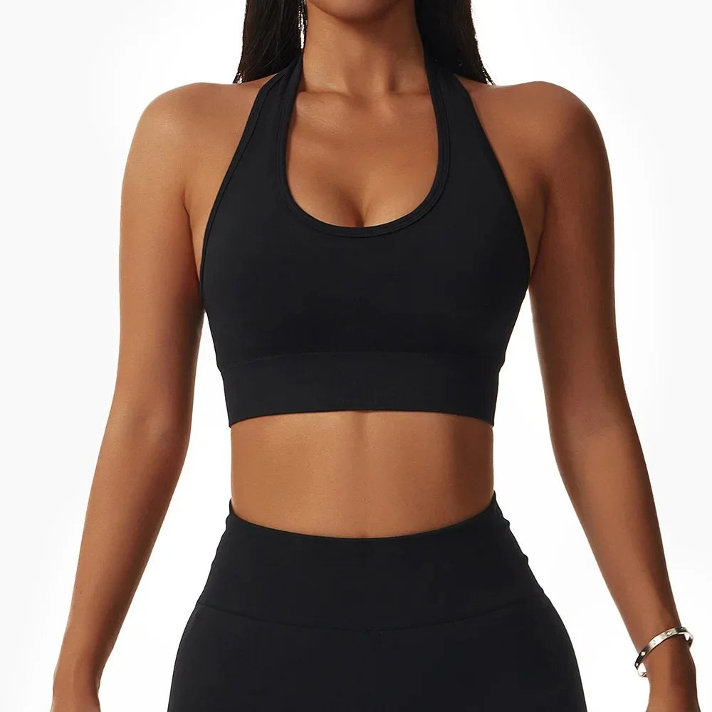 Halter Sports Bra and Shorts Set