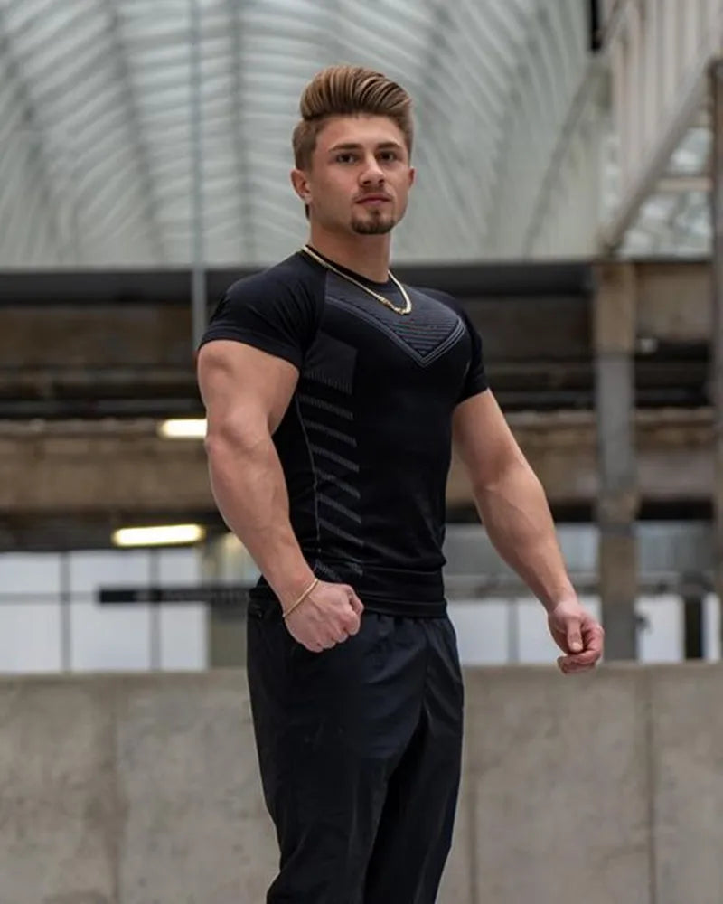 Men's Quick Dry Running T-Shirt - Spandex Fitness Gym Top