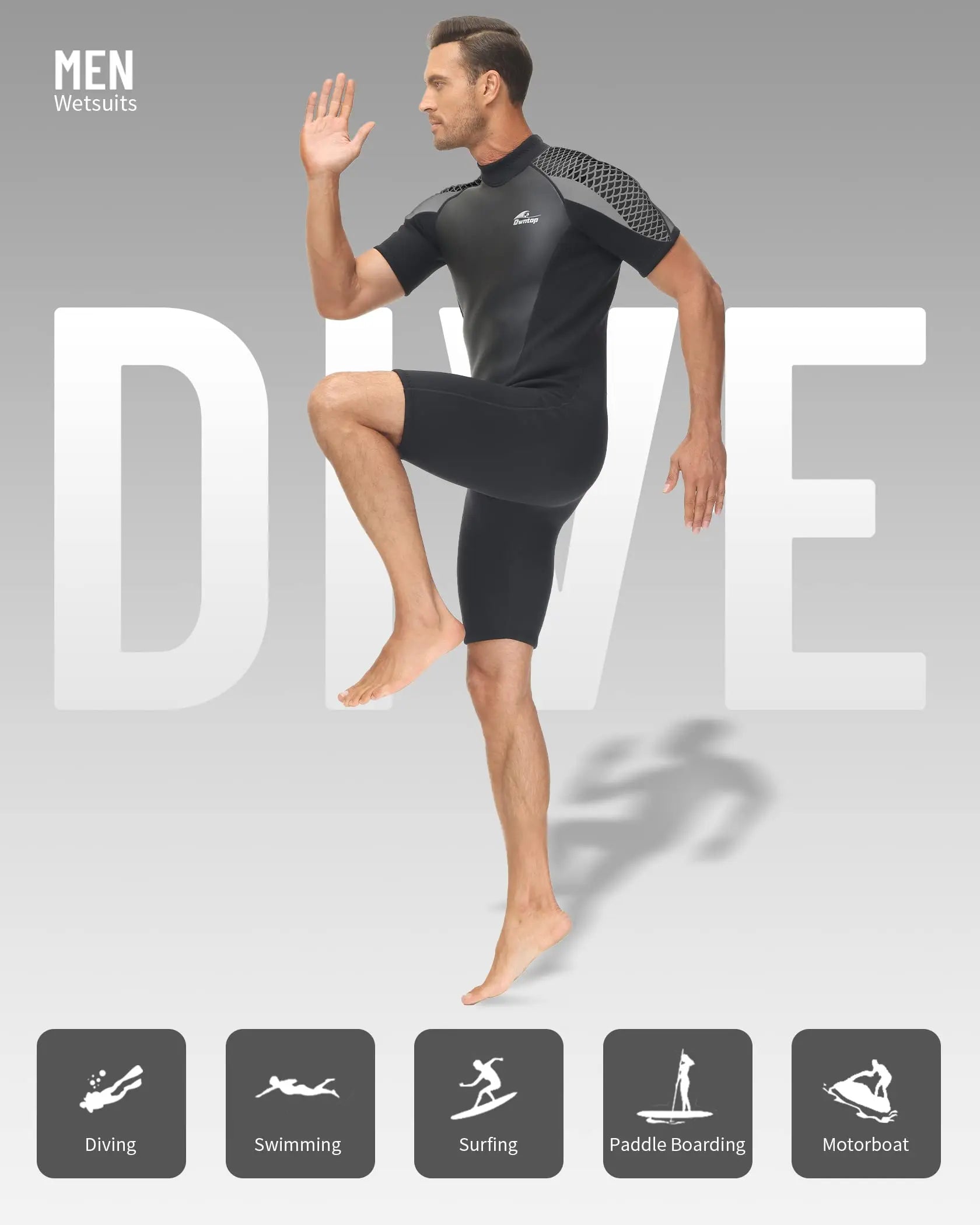Men's 3mm Neoprene Shorty Wetsuit for Water Sports