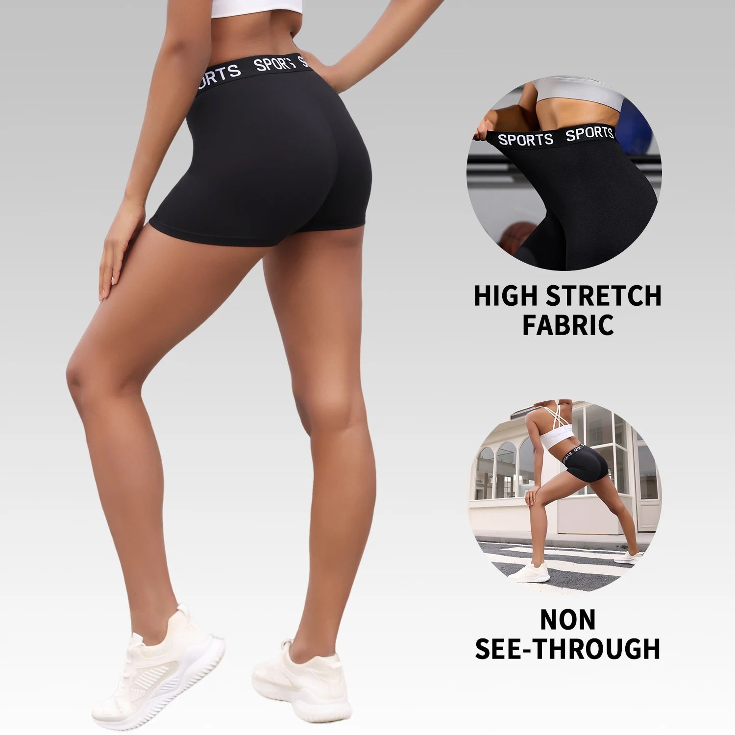 3-Pack Super Soft Letter Waist Biker Shorts