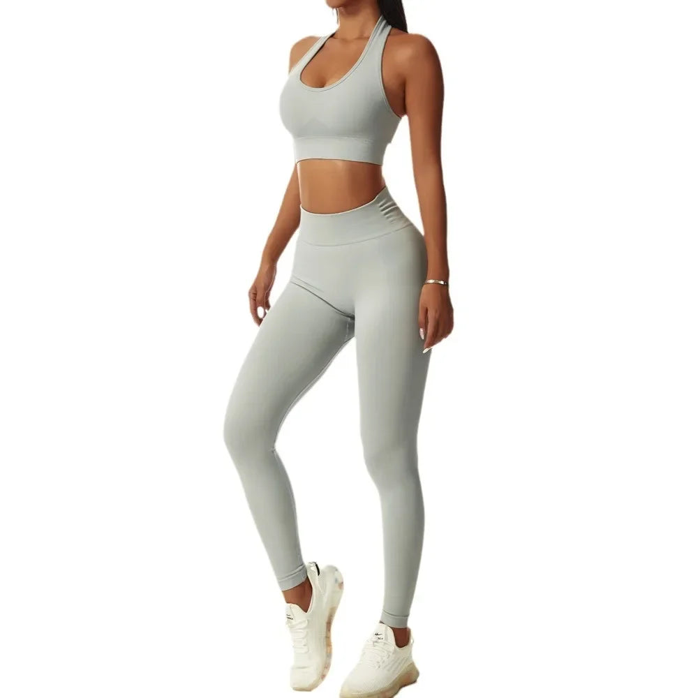 Halter Sports Bra and Shorts Set
