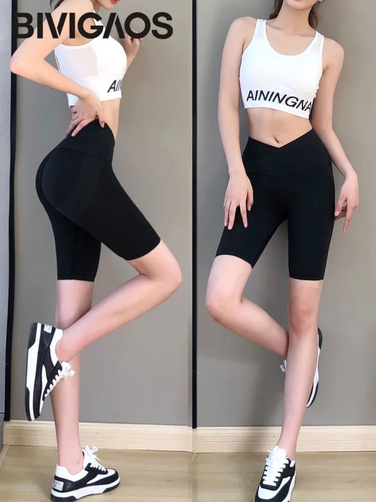 High Waist Seamless Cycling Fitness Shorts