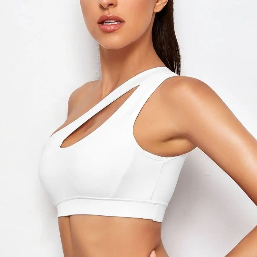 One Shoulder Push Up Yoga Bra