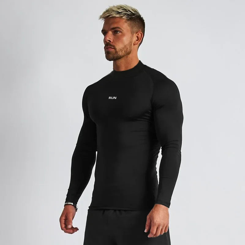 Men's Quick Dry Base Layer T-Shirt - Elastic Long Sleeve
