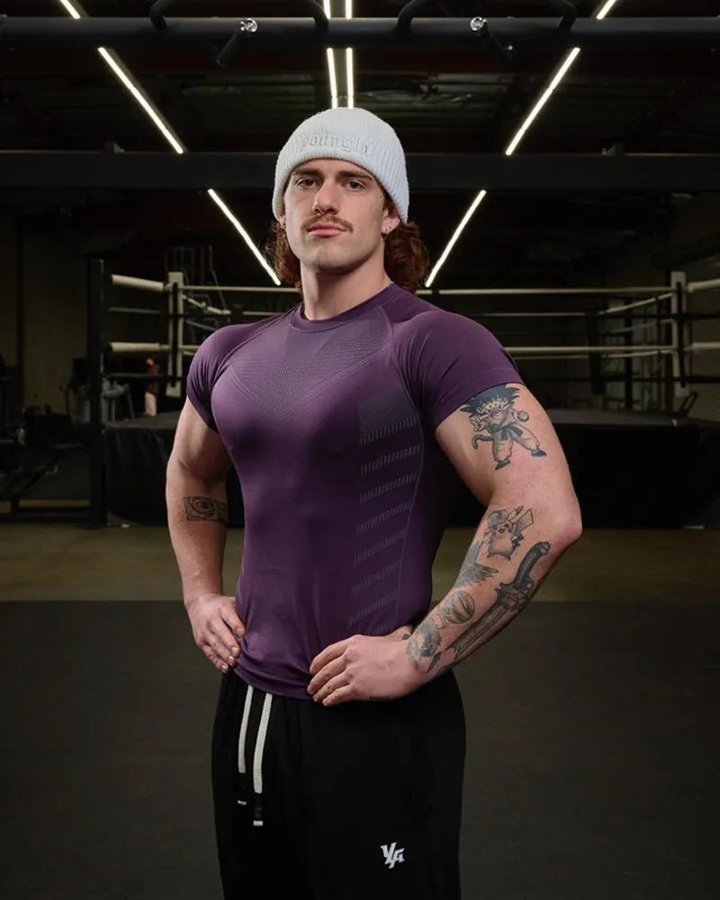 Men's Quick Dry Running T-Shirt - Spandex Fitness Gym Top