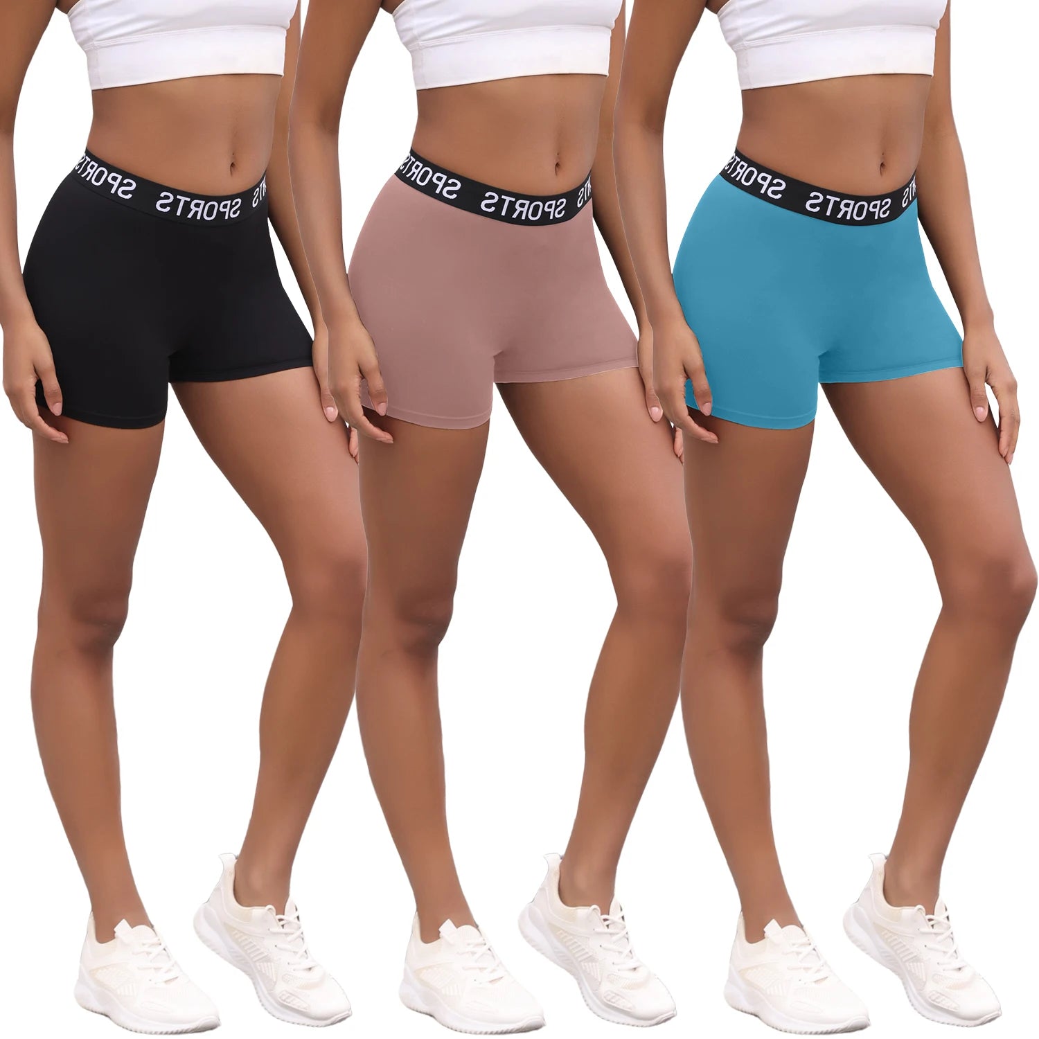 3-Pack Super Soft Letter Waist Biker Shorts
