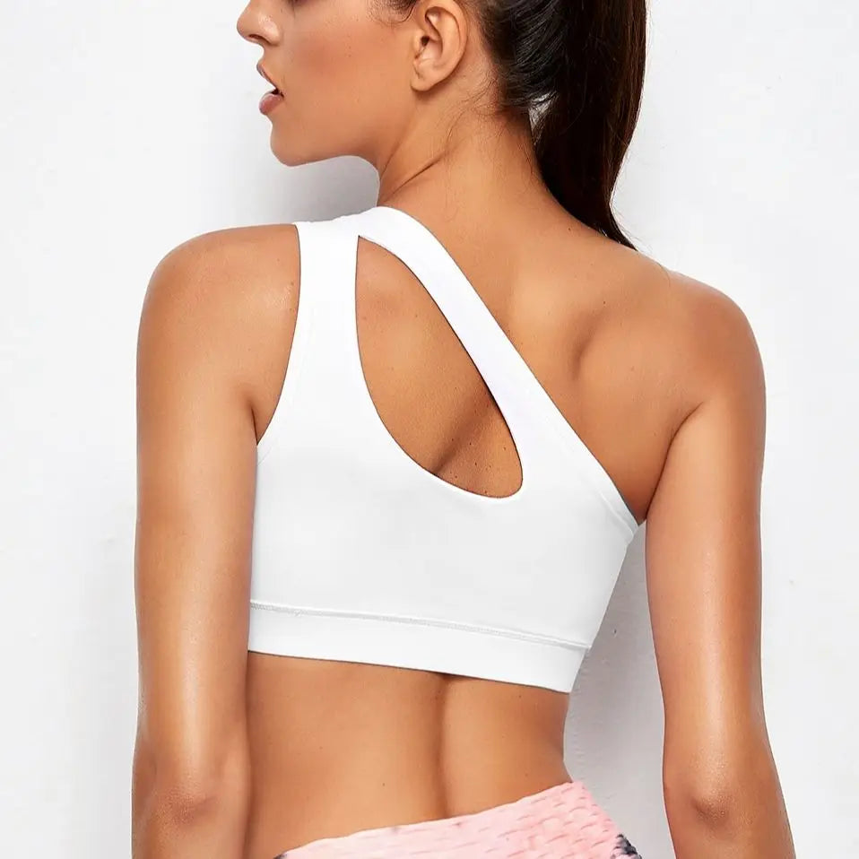 One Shoulder Push Up Yoga Bra