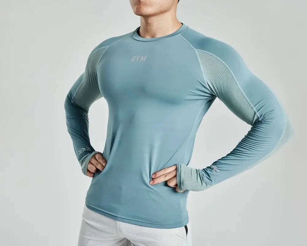 Men's Fitness T-Shirt - Quick Dry & Elastic Long Sleeve