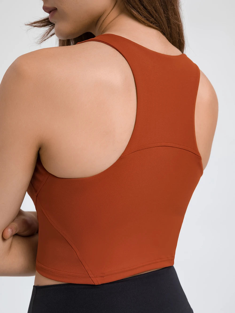 Women's High Neck Crop Sports Tank – Built-in Bra