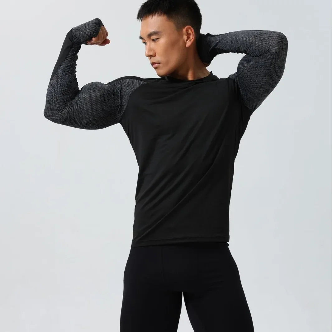 Men's Fitness T-Shirt - Quick Dry & Elastic Long Sleeve