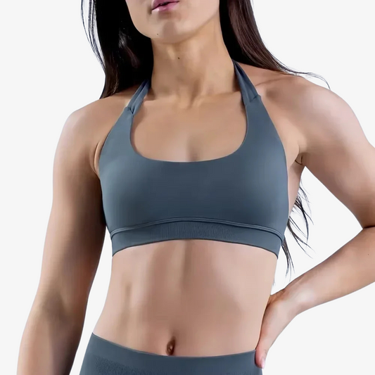 Seamless Halter Sports Bra – Open Back Yoga Top