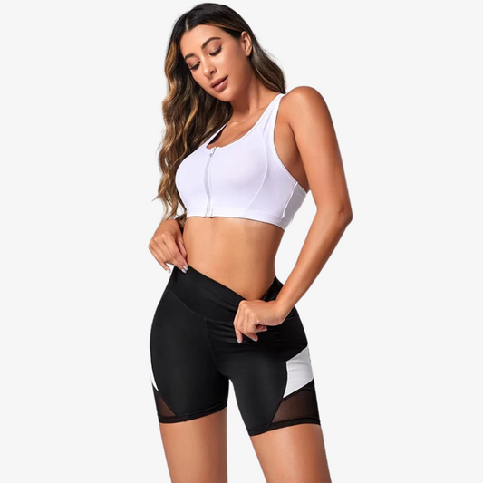 Colorblock High Waist Yoga Shorts with Pockets