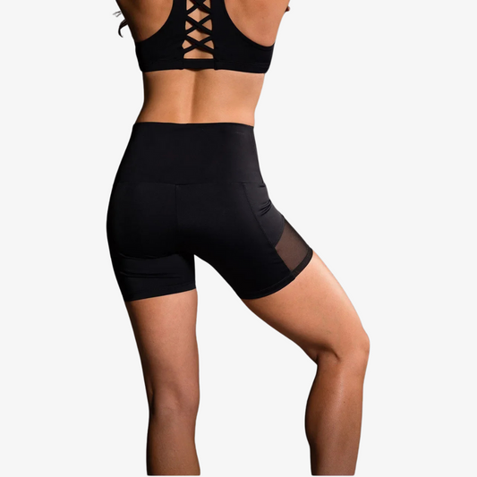 Wide Waist Mesh Spliced Running Shorts